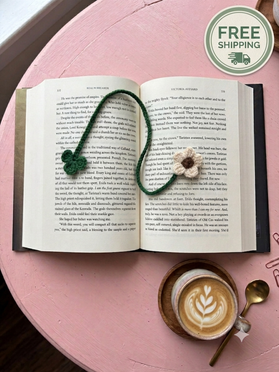 Crochet Flower Bookmark - Cream - Book Lover Gifts