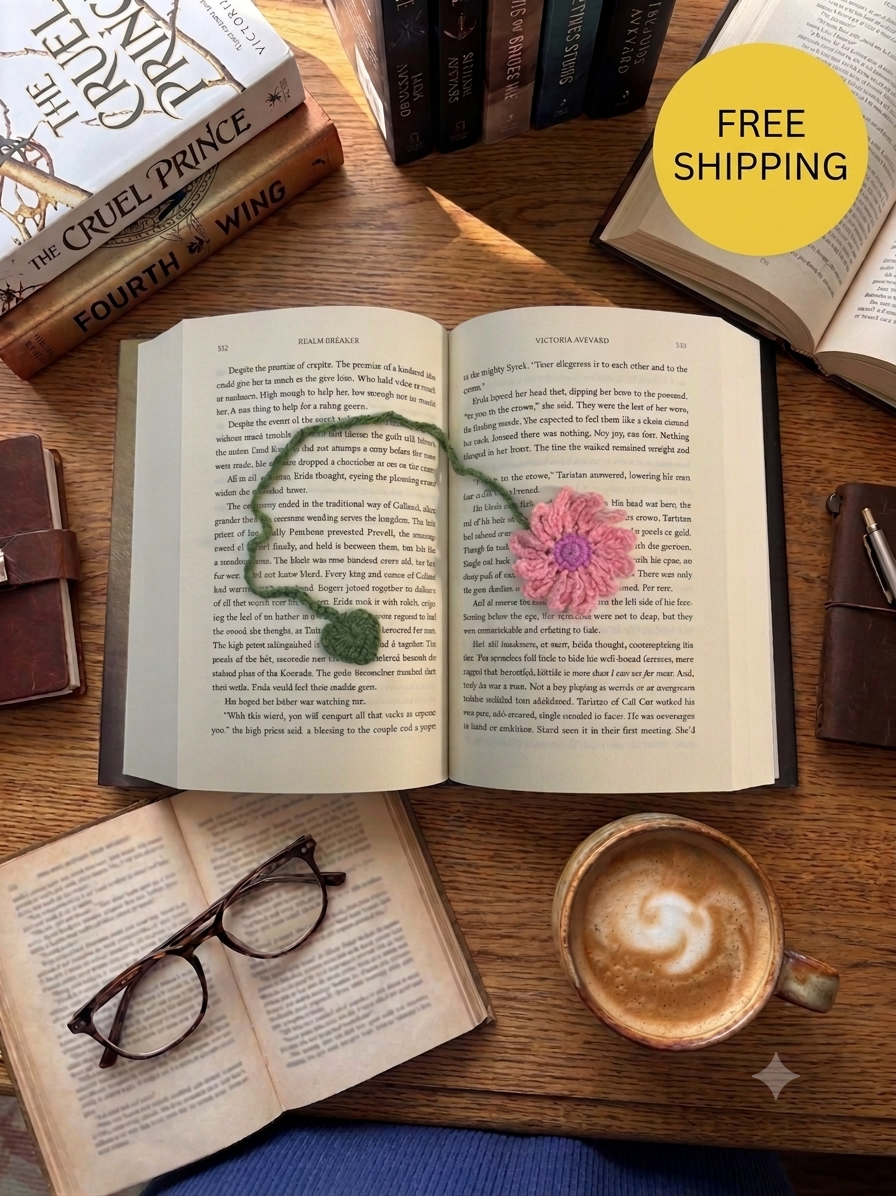 Crochet Flower Bookmark - Pink Purple - Book Lover Gifts