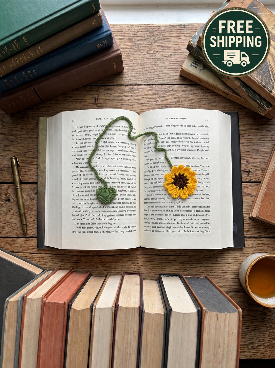 Crochet Flower Bookmark - Sunflower - Book Lover Gifts