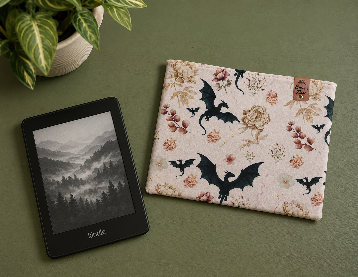 Pink Dragon Kindle Sleeve | E-Reader Cover | Book Lover Gift