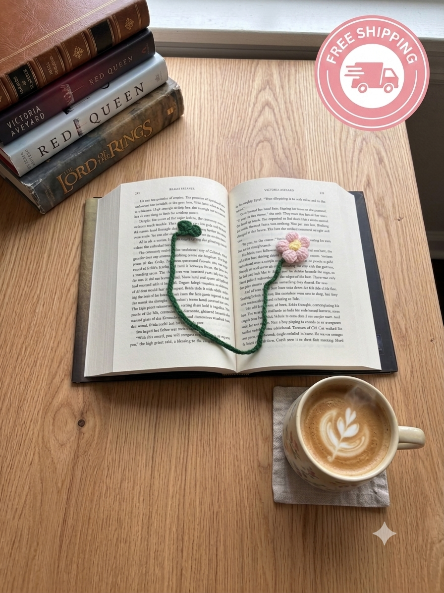 Crochet Flower Bookmark - Pink Daisy - Book Lover Gifts