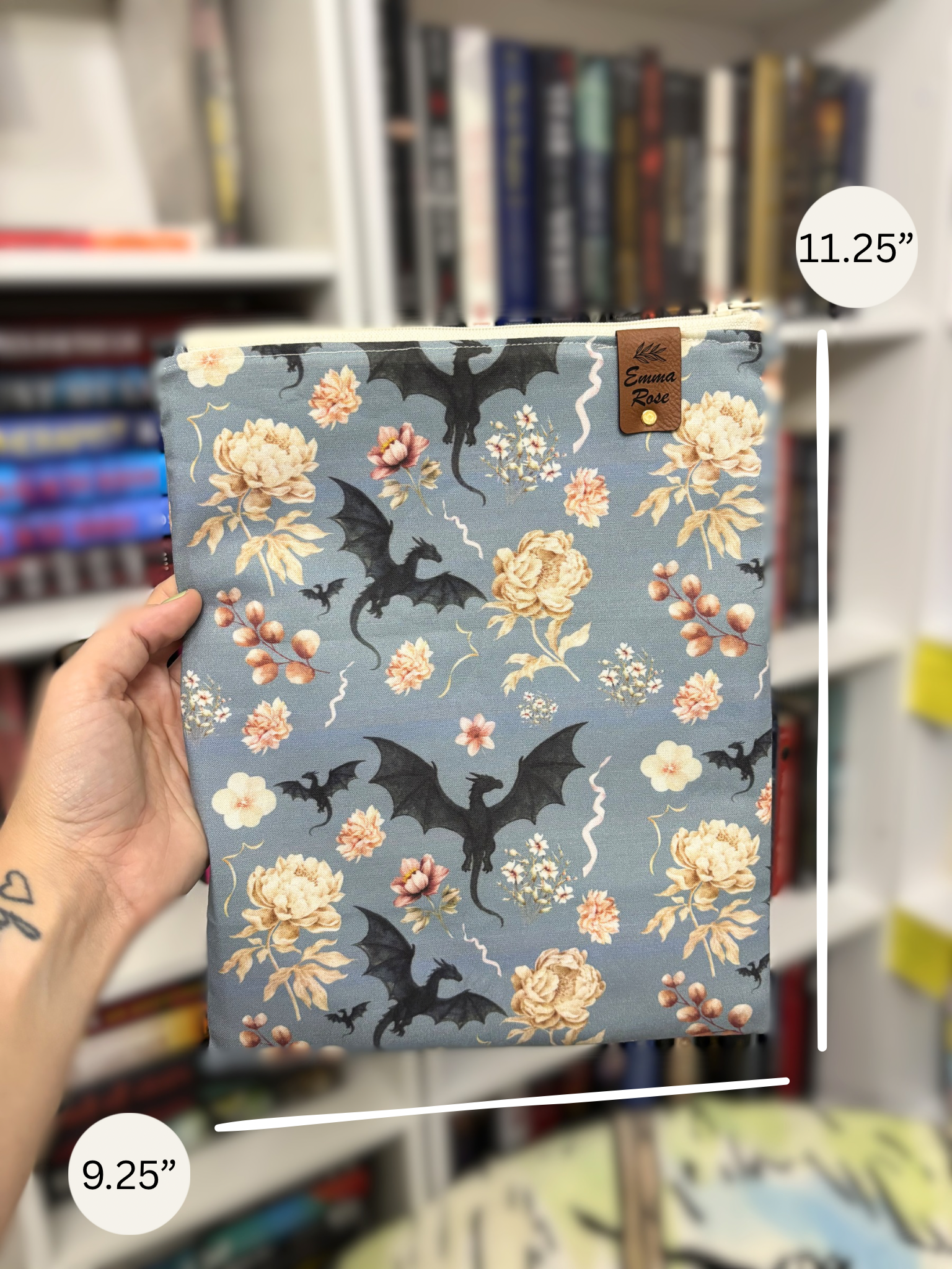 Book Sleeve Cover - Blue Dragon - Book Lover Gifts