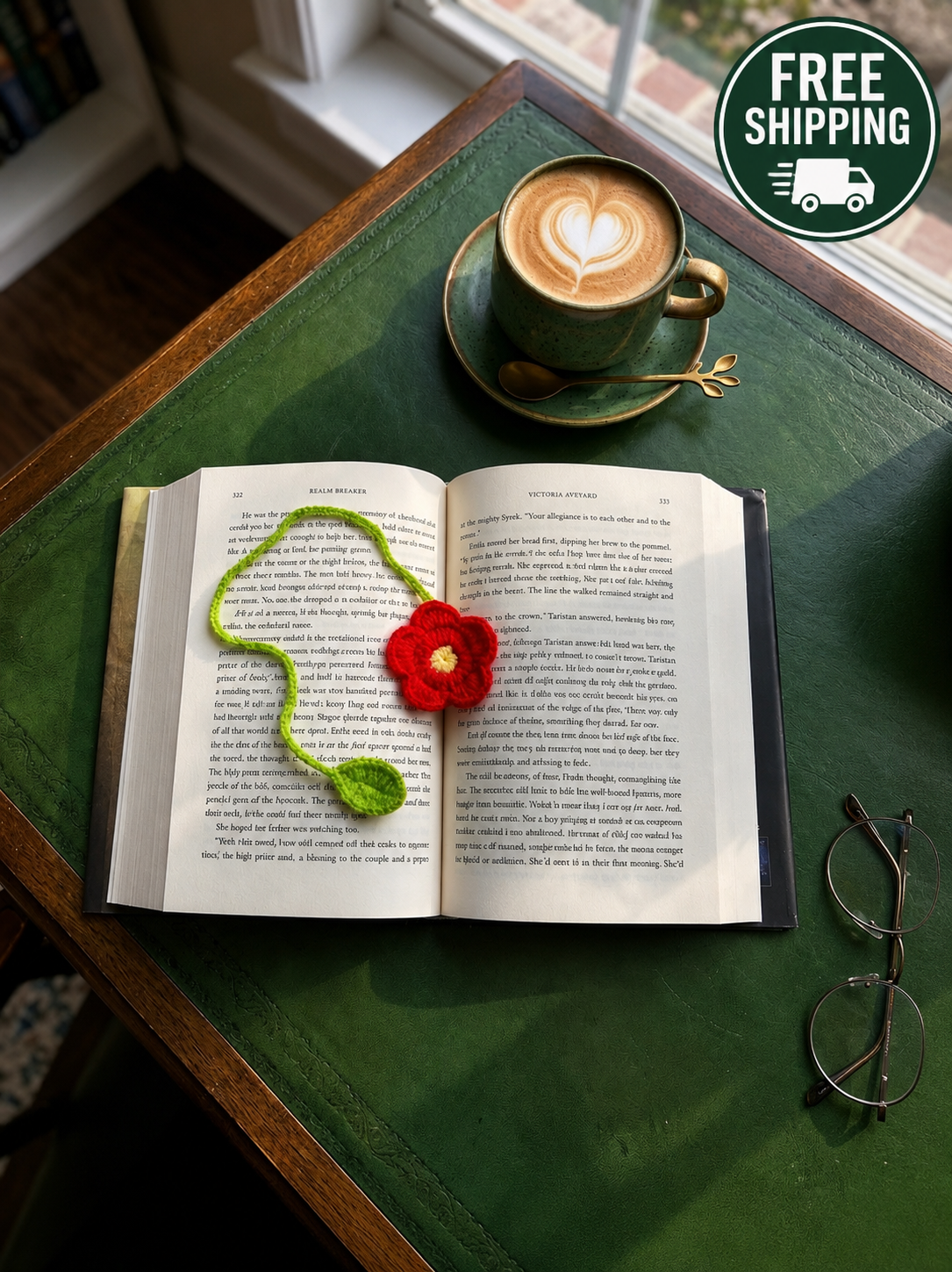 Crochet Flower Bookmark - Maroon - Book Lover Gifts