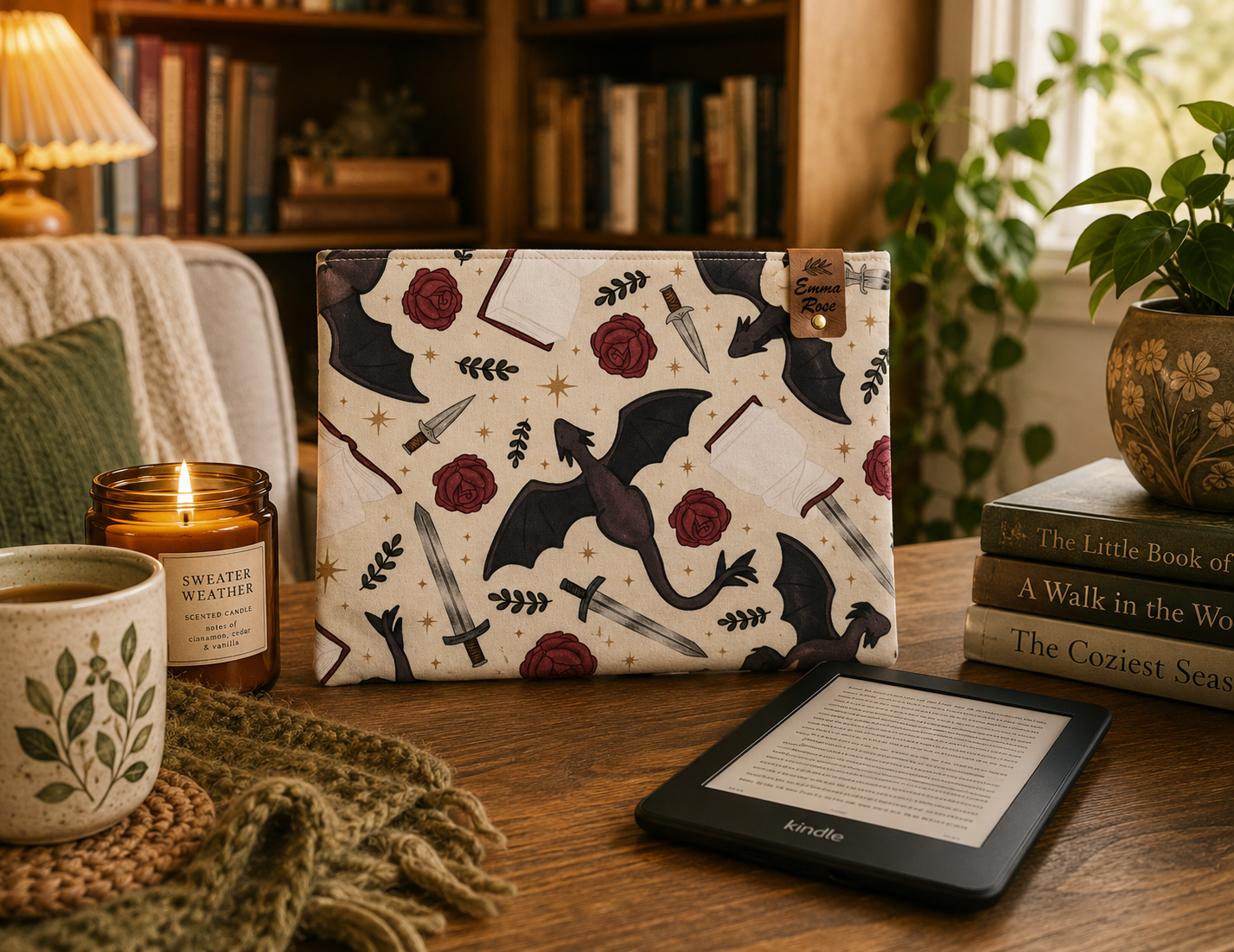 Fantasy Dragon Kindle Sleeve | E-Reader Cover | Book Lover Gift