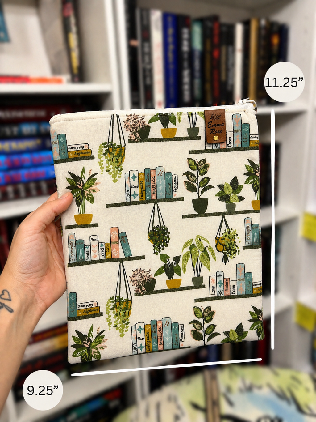 Book Sleeve Cover - Books and Plants - Book Lover Gifts