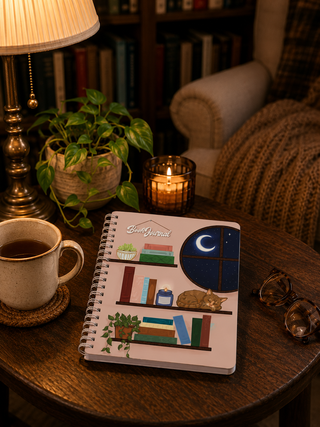 Reading Journal - The Midnight Reader Cover - Book Lovers Gift