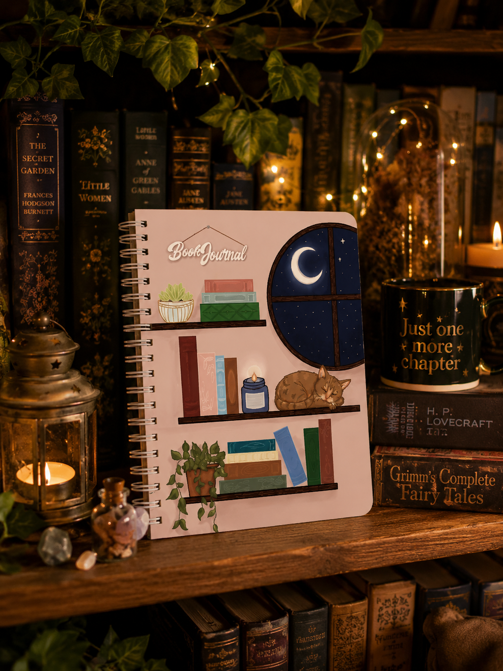 Reading Journal - The Midnight Reader Cover - Book Lovers Gift