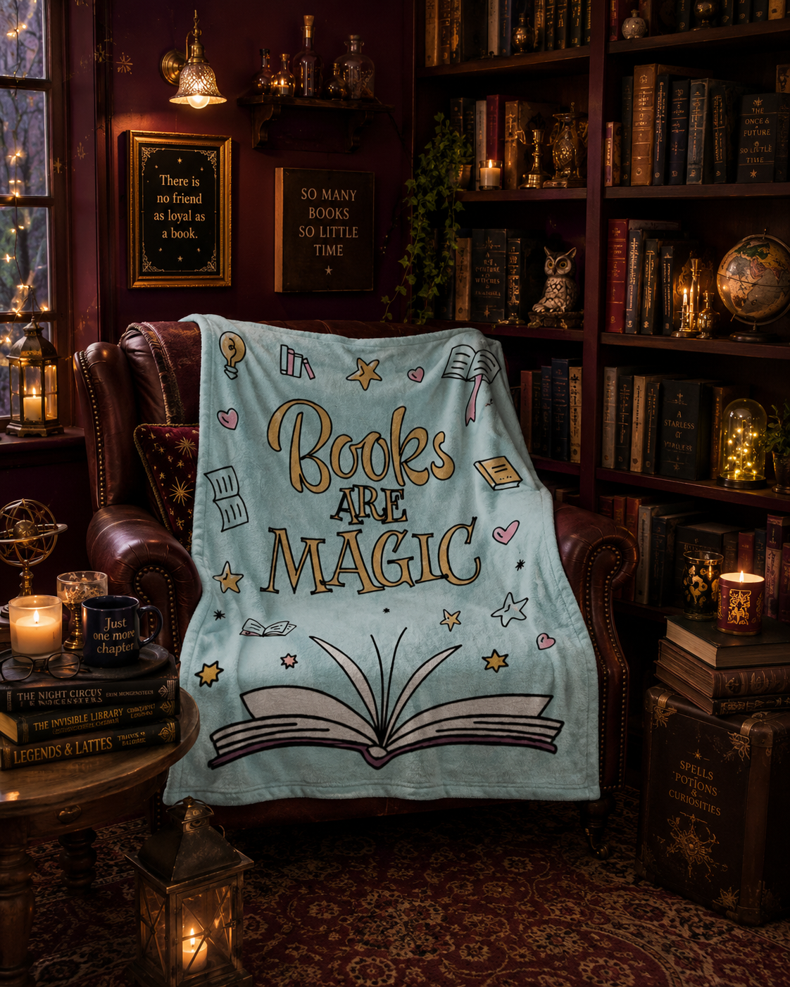 Bookish Throw Blanket - Books are Magic - Book Lover Gift