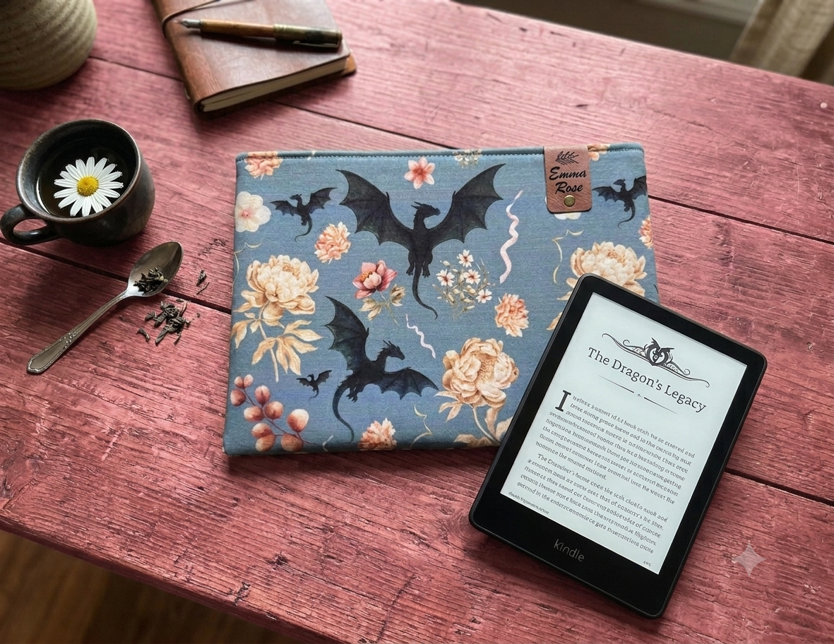 E-Reader - Kindle Sleeve - Tablet - Blue Dragon - Book Lovers Gifts