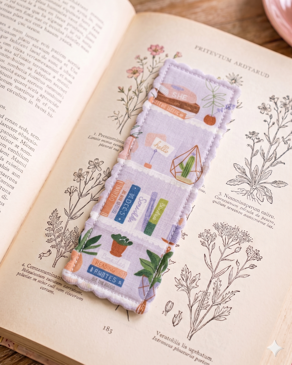 Fabric Bookmark - Purple Bookcase - Book Lover Gifts