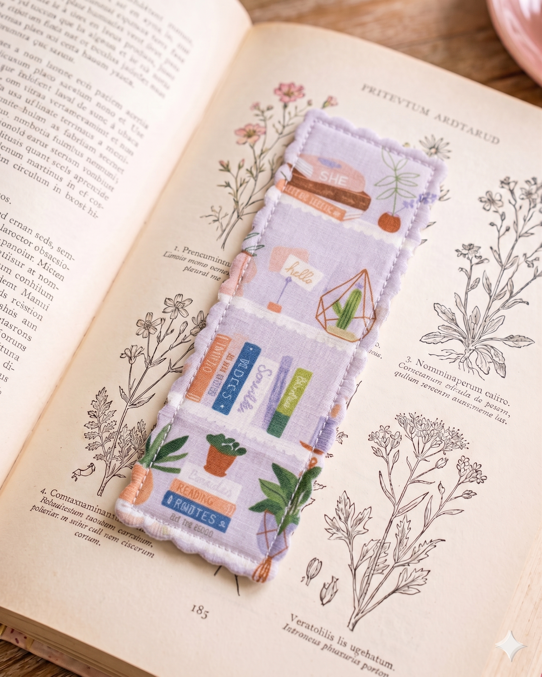 Fabric Bookmark - Purple Bookcase - Book Lover Gifts