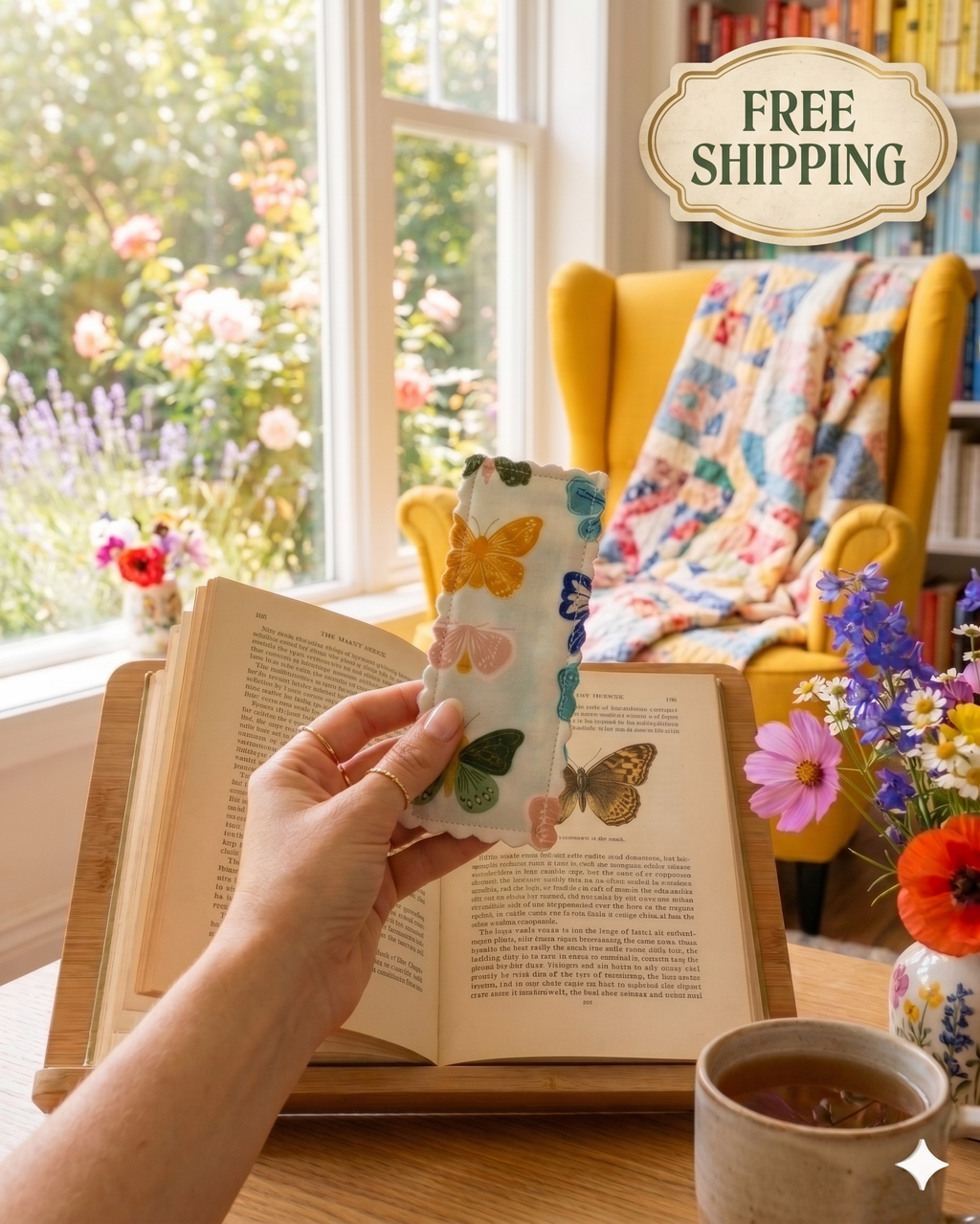 Fabric Bookmark - Butterfly Design - Book Lover Gifts