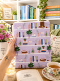 Book Sleeve Cover - Purple Bookshelf - Book Lover Gifts